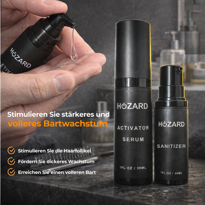 Bartwuchs Set mit Dermaroller – Beard Growth Kit – 5-teiliges Pflege-Geschenkset