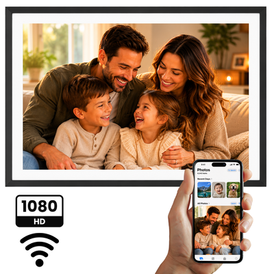 Digitaler Bilderrahmen 32GB – WiFi + Frameo App – Fotorahmen – 15,6 Zoll – IPS Touchscreen