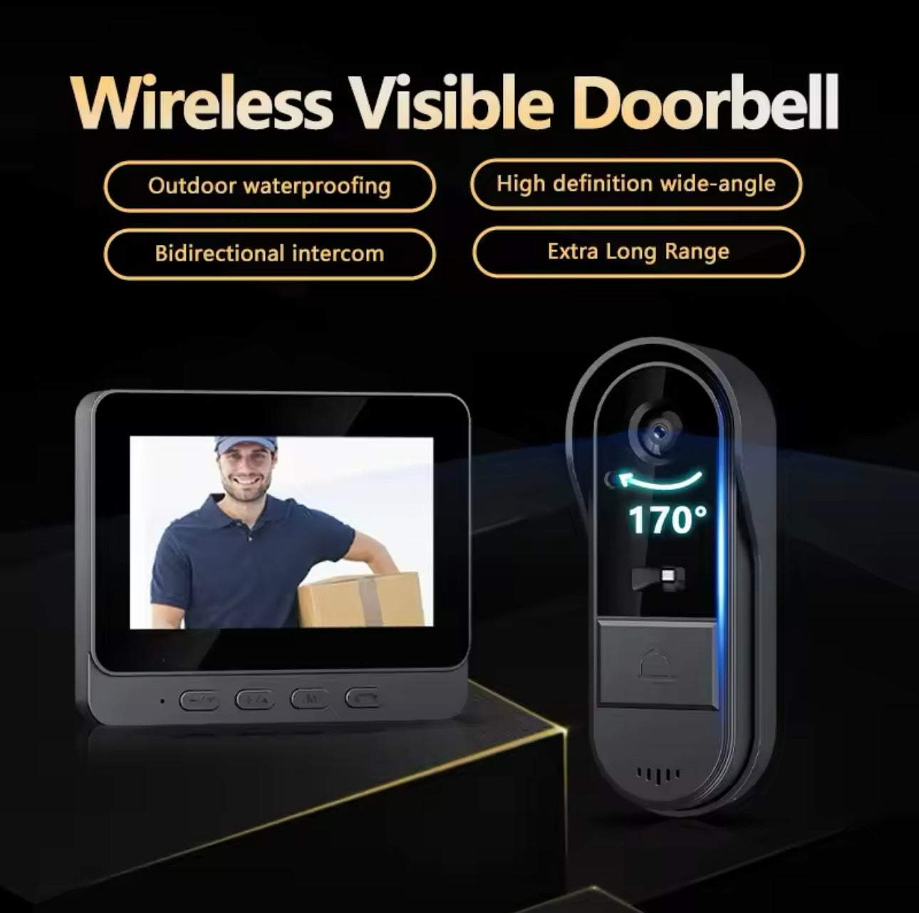 Türklingel mit Kamera –  Video-Türklingel - WiFi 4,3 IPS Bildschirm
