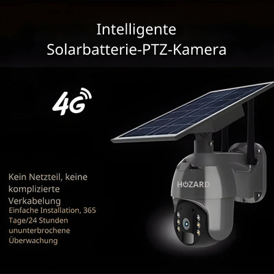 Intelligente Solarbatterie-PTZ-Überwachungskamera mit 4G, wandmontiert, dunkler Hintergrund