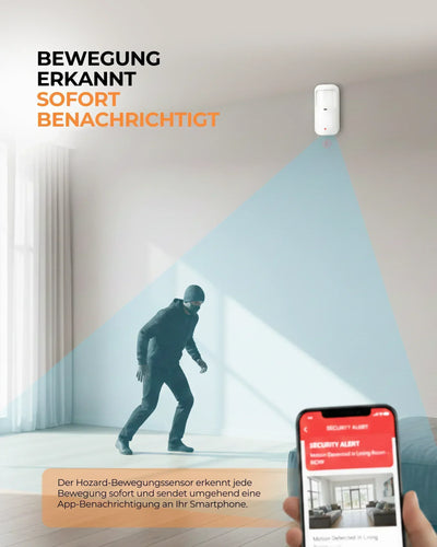 Bewegungssensor erkennt Eindringling im Wohnzimmer und sendet Alarm aufs Smartphone