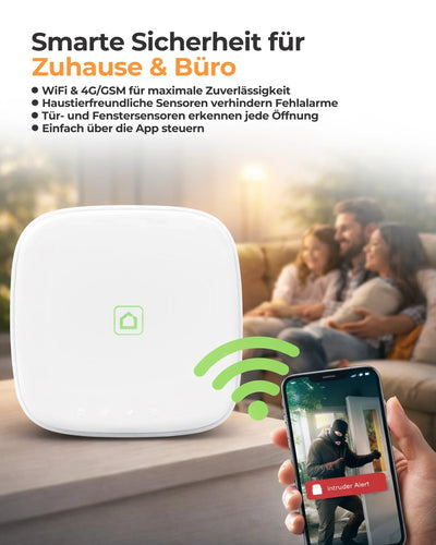 Moderne Alarmanlage mit App-Steuerung und Einbruchserkennung für Zuhause oder Büro