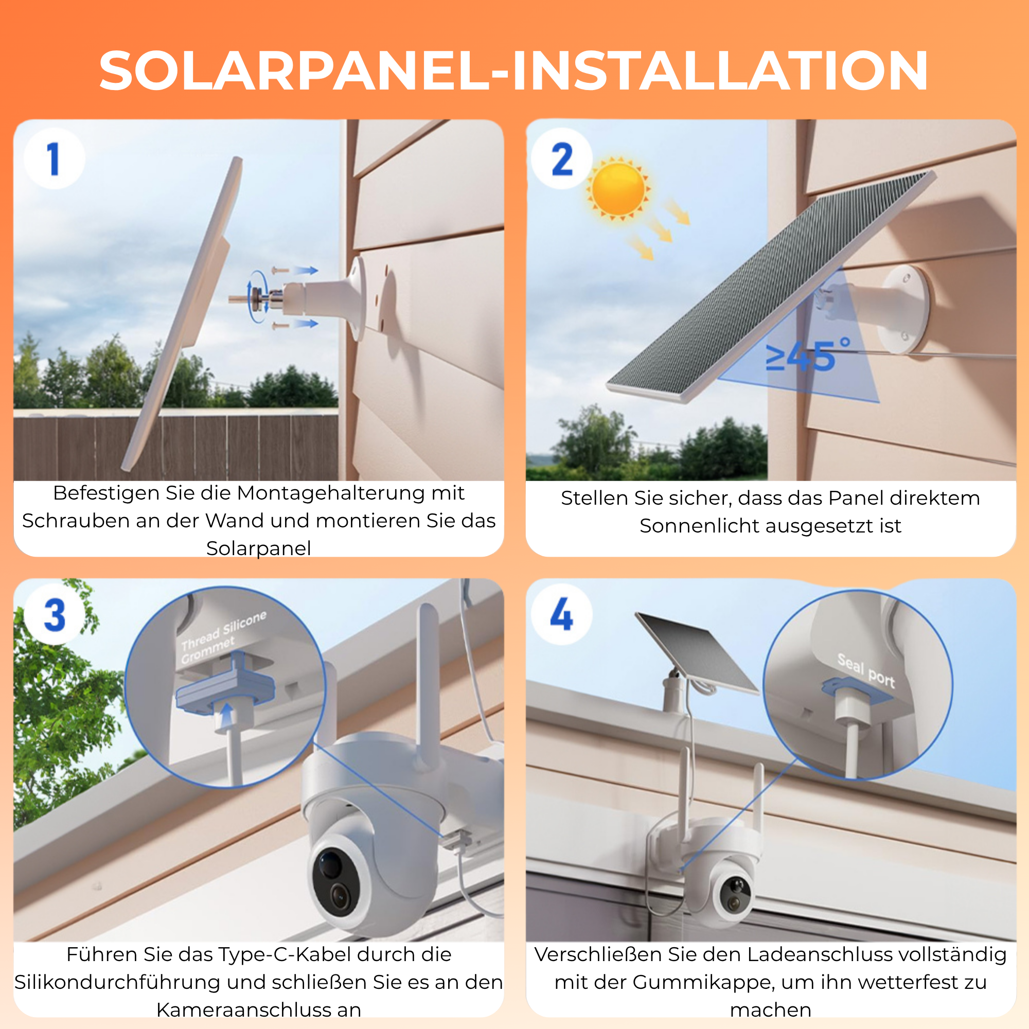 4K UHD 4x Überwachungskamera Draußen – Solar & IP66 + HomeBase 64 GB