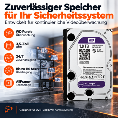 WD Purple 1TB Surveillance HDD - 24/7