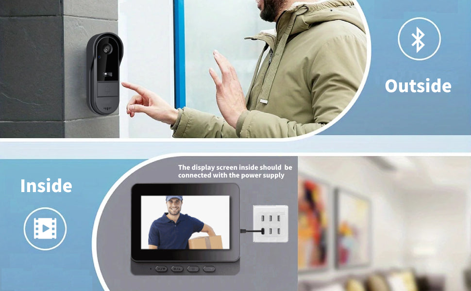 Türklingel mit Kamera –  Video-Türklingel - WiFi 4,3 IPS Bildschirm
